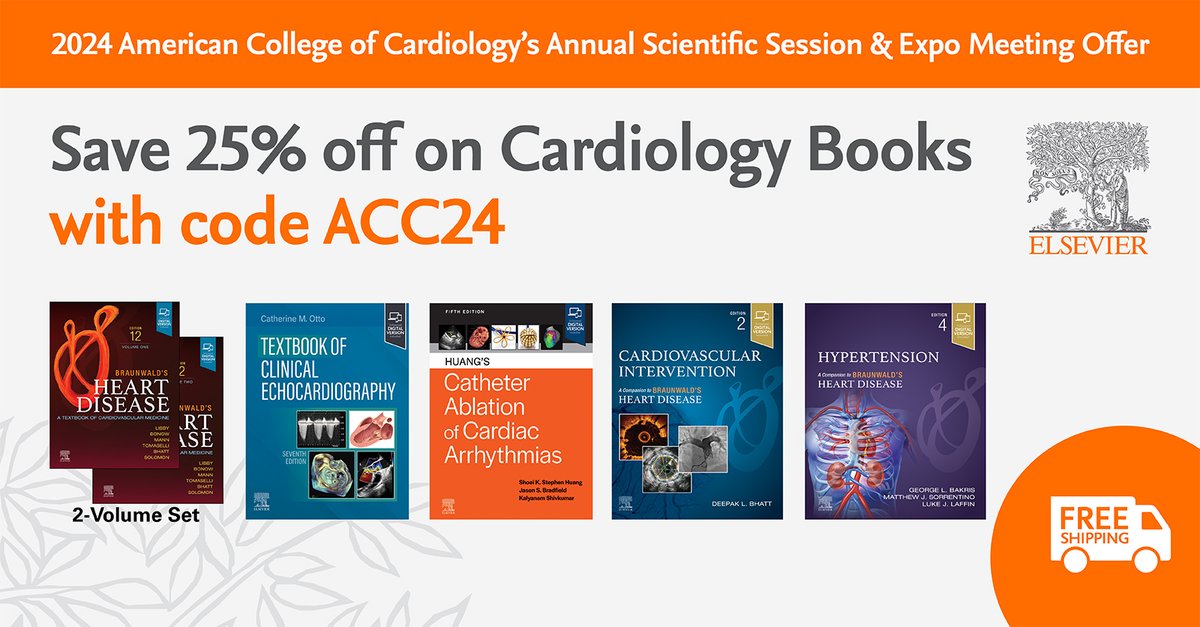 Join us at #ACC24 booth 3341 for exclusive savings on #Cardiology books! Not Attending? Save 25% with code ACC24 at checkout! spkl.io/60134LQhx *Valid in the U.S. @JACCJournals @Cardiology #heart