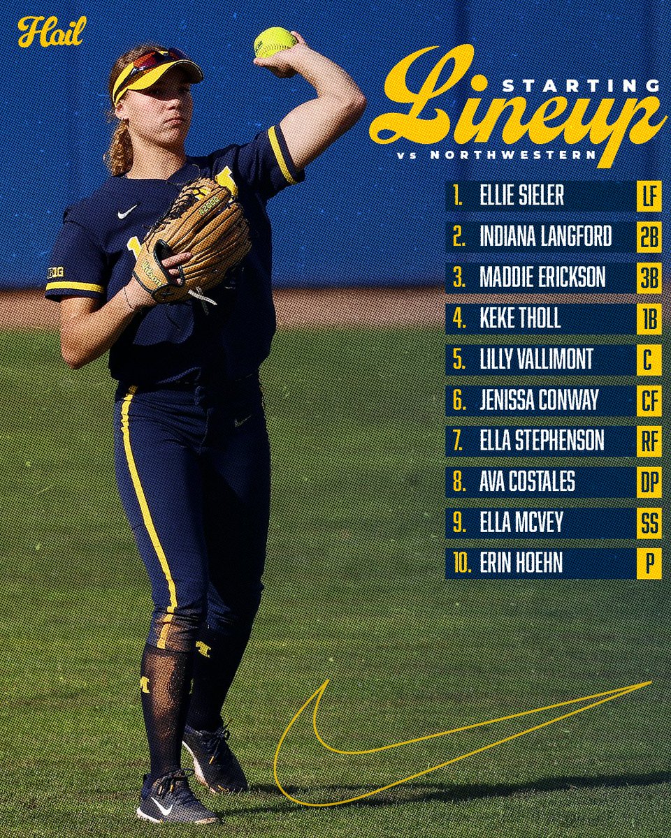 umichsoftball's tweet photo. #GAME37 Starting Lineup.
Live Video >> https://t.co/Q3y5laRBDC
Live Stats >> https://t.co/VB4vIqB4VK https://t.co/ApyDStxXFa