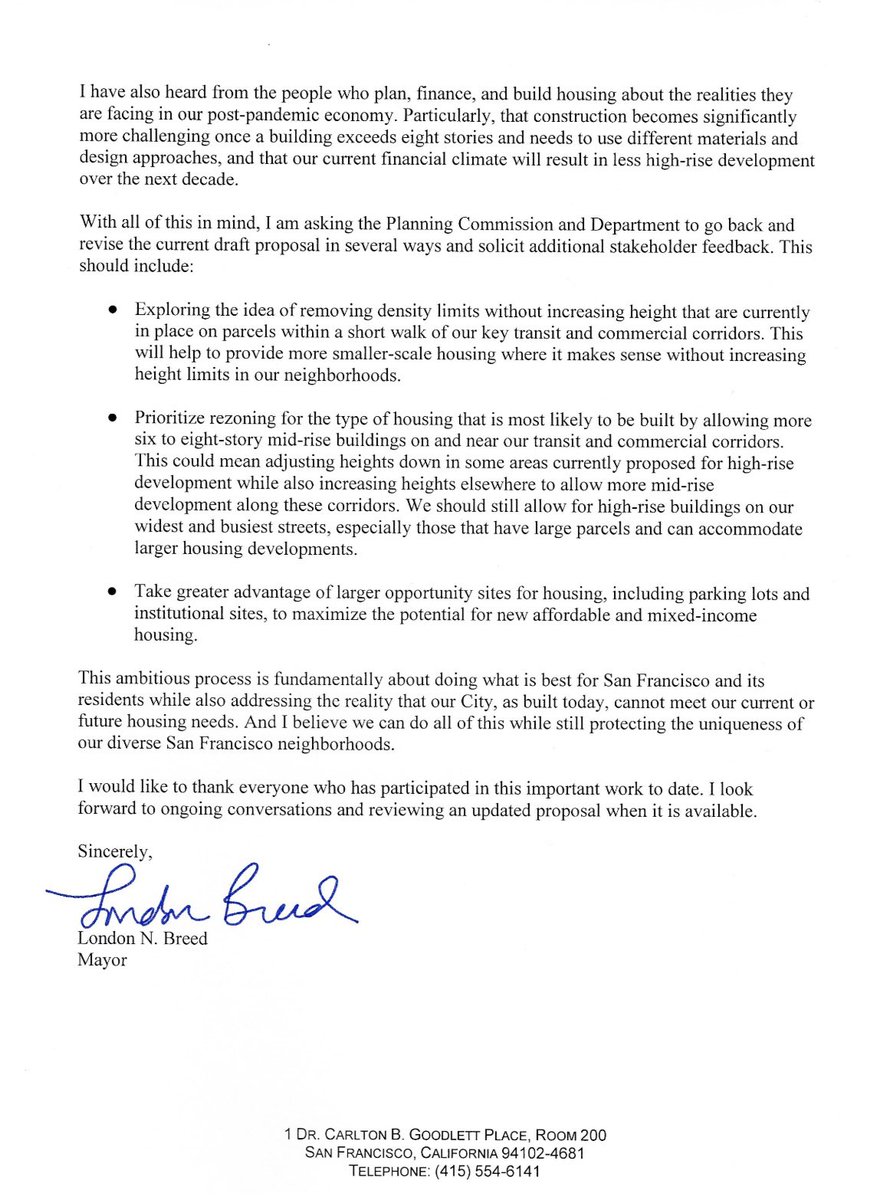 We need a future that includes housing for all San Franciscans. This past week, I directed Planning to revise our proposed citywide rezoning plan so we see actual construction spread across the entire City.