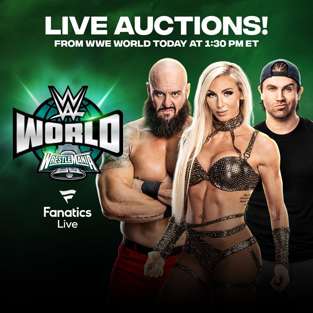 Another WWE Live Auction starts soon! Head to Fanatics Live for a chance to bid on your favorite WWE items! Today's auction starts 1:30 PM EST. Check back tomorrow for additional times! #WWE #WrestleMania 🛒: bit.ly/3VSTaA9