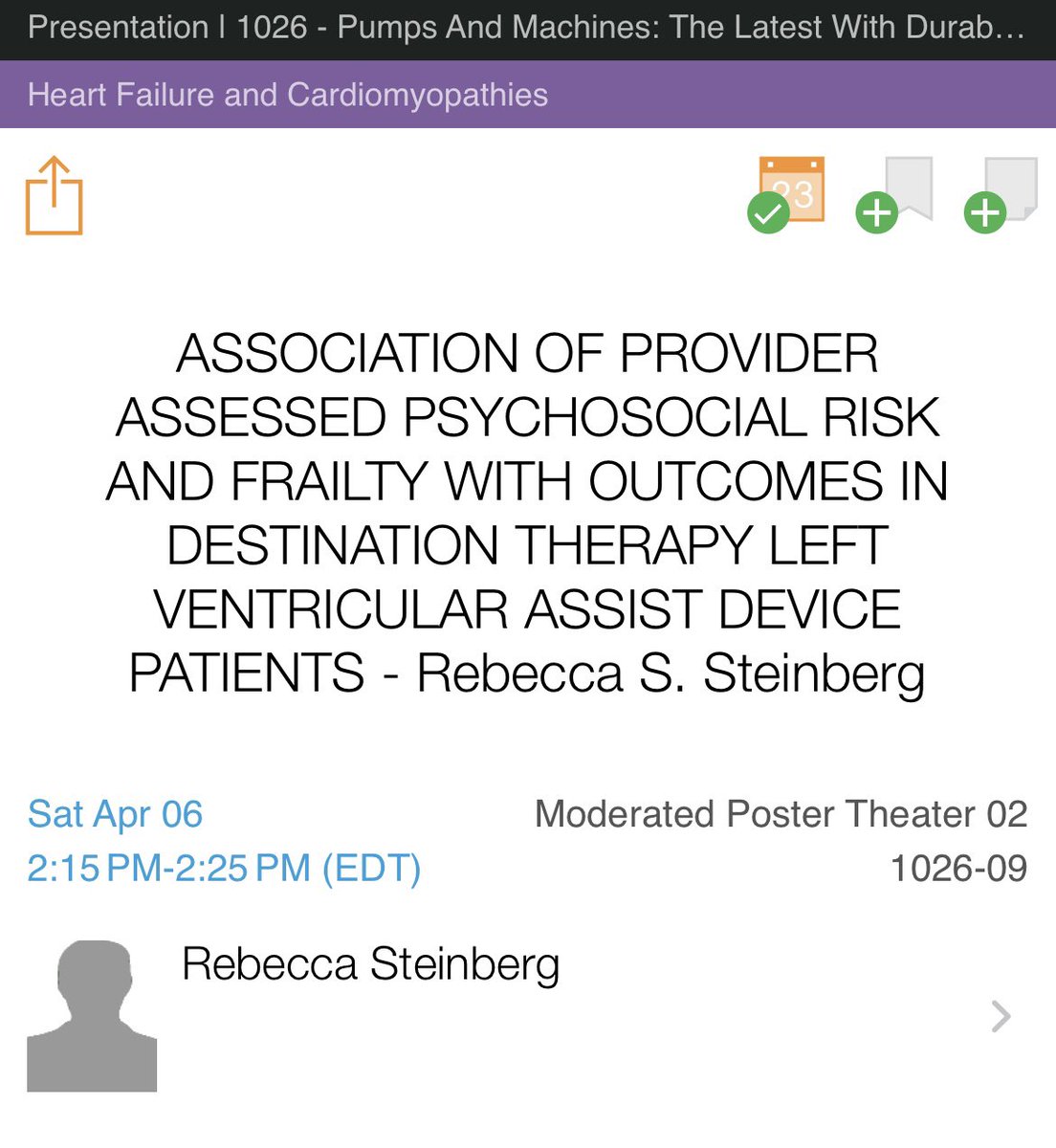 Come check out my ⭐️ mentee @RSteinbergMD presenting our work on psychosocial risk and outcomes in DT #LVAD patients as a moderated poster at #ACC24. Moderated Poster Theater 2 @ 2:15pm today! @emory_heart @shelleyhallmd @preventfailure @amorrismd
