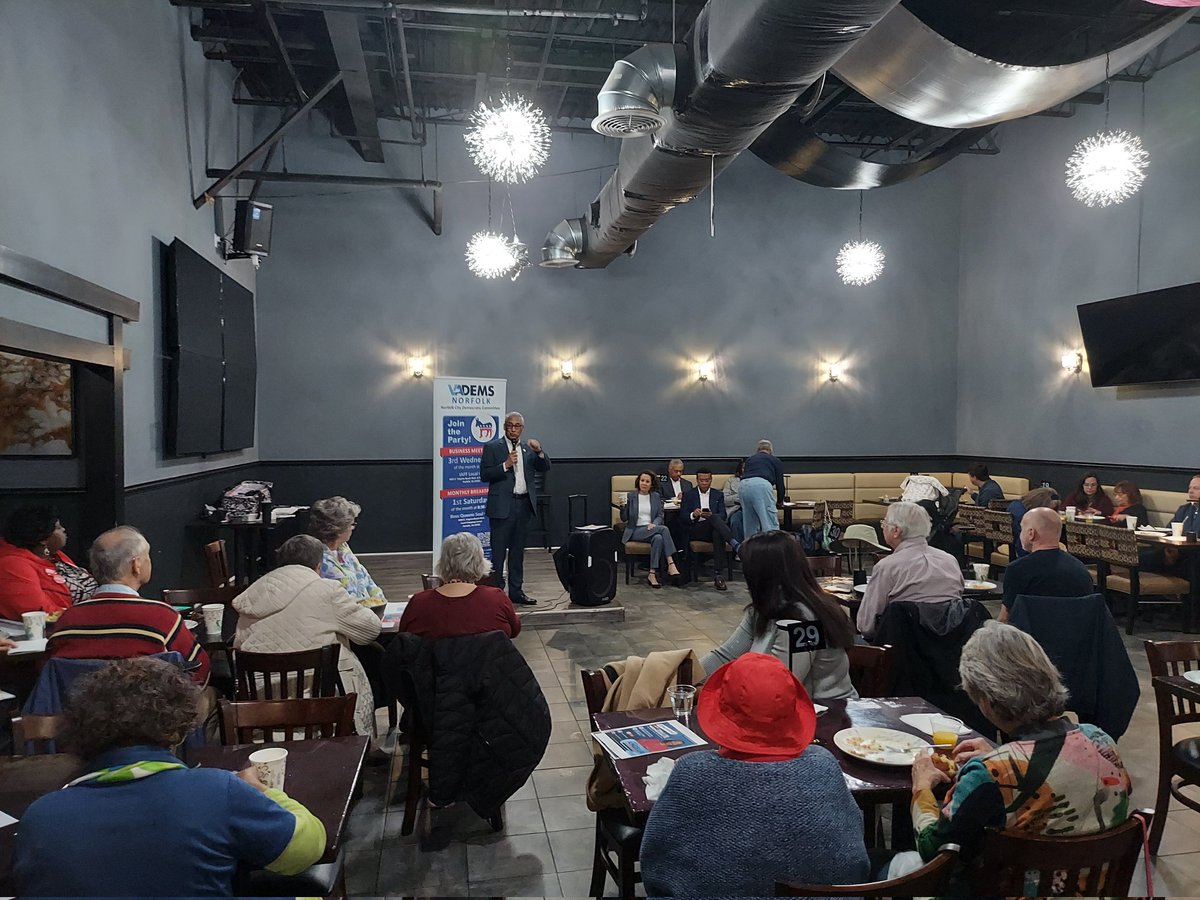 Our great and informative breakfast is the 1st Saturday of the month. Today, we heard from and questioned @BobbyScott4VA3 @KennyAlexander @AWGNorfolk @jackie4norfolk @bonitaganthony with @fatehinorfolk also joining us.