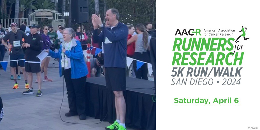 AACR President-Elect Patricia LoRusso kicked off the @AACRFoundation #Runners4Research 5K at #AACR24. More than 900 AACR members and local runners joined together to raise funds to support innovative cancer research. Still time to donate: bit.ly/3QfmKfB