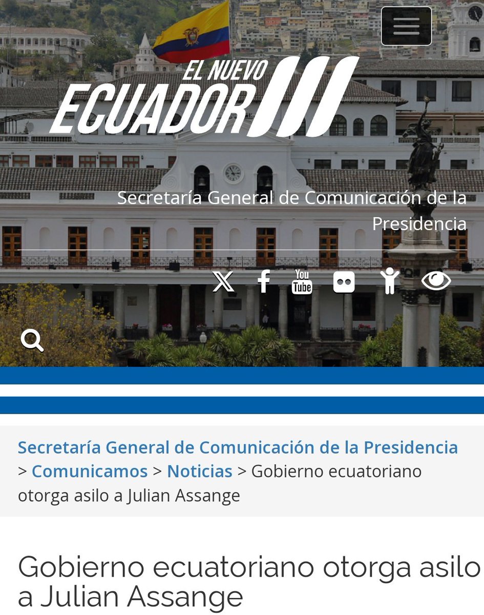 Freddy Oliviery (@freddyoliviery) on Twitter photo Ecuador concedió asilo a Julian Assange en su embajada en Inglaterra en 2012.
NUNCA, el gobierno de Inglaterra, ni el de EEUU entraron a la embajada ecuatoriana sin permiso.
Lo que hizo hoy <a href="/DanielNoboaOk/">Daniel Noboa Azin</a> no tiene precedentes. Ecuador concedió asilo a Julian Assange en su embajada en Inglaterra en 2012.
NUNCA, el gobierno de Inglaterra, ni el de EEUU entraron a la embajada ecuatoriana sin permiso.
Lo que hizo hoy <a href="/DanielNoboaOk/">Daniel Noboa Azin</a> no tiene precedentes.