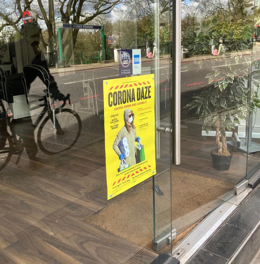 Thank you to everyone who let us put posters up in their shops and cafes! We really appreciate your support. Not long now… unrestrictedview.co.uk/corona-daze @islingtonnow @taniaedwards @TheHenChickens @pubtheatres1 @ClarkeMicah @JMCDelingpole #thingstodoinlondon #pubtheatre #london