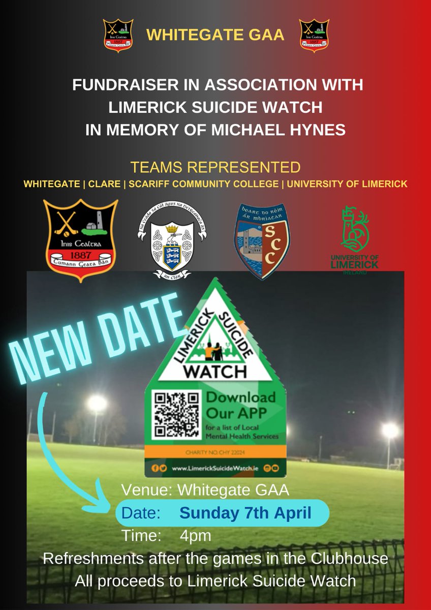 All roads lead to Whitegate tomorrow for our fundraiser in association with Limerick Suicide Watch in Memory of Mikey Hynes. Please support by donating on the day or through the link below, thanks idonate.ie/fundraiser/Lim…