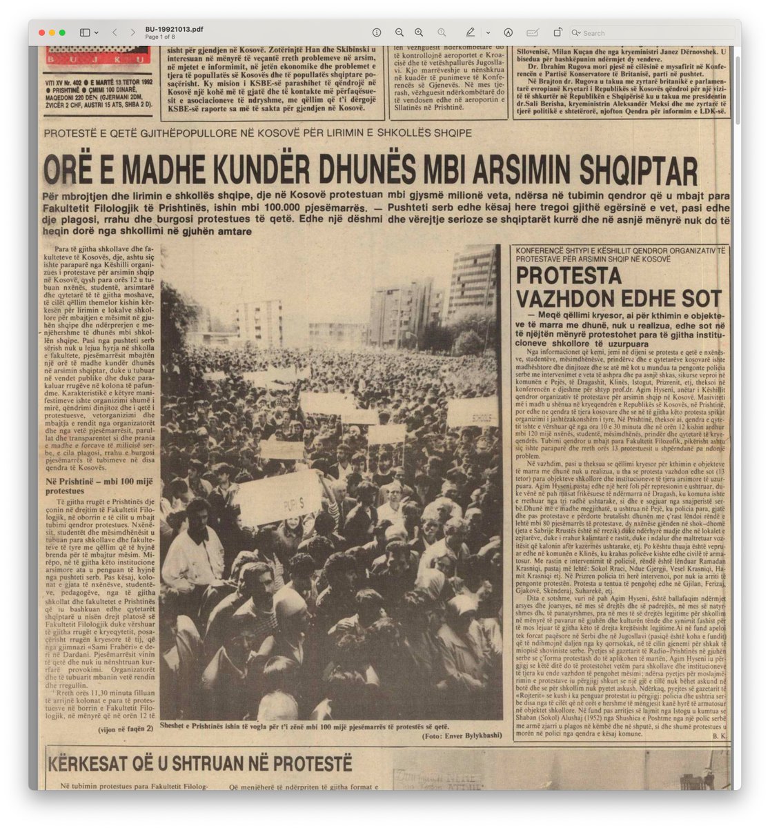 kushtrimvisoka's tweet photo. A sneak peek of the process.

Step 1: Segment article
Step 2: Convert to plain text - OCR
Step 3: Machine translation to any language

So far, I have segmented around 52K articles. :) 

#GazetaBujku #AI #History #Kosova #HumanRights https://t.co/P2EsKgkH7d