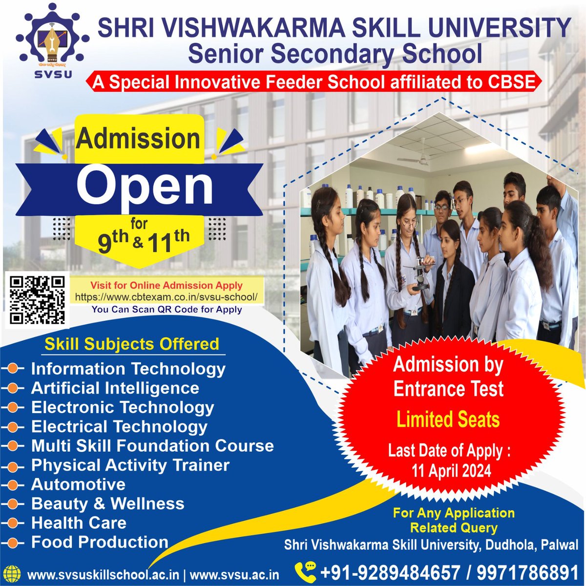 बच्चों के सुखद भविष्य की बुनियाद के लिए सर्वोत्तम विकल्प।
#svsuindia #addmission2024 #university2024 #vikasitbharat #SkillIndia #education #development #Carrier #academia #AcademicSuccess #excellence #successful #digitalindia2024 #startupindiastandupindia #bVoc #mvoc #BHM #BBA