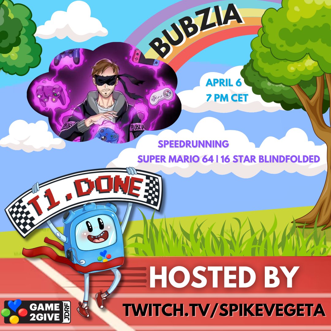 I will run blindfolded Super Mario 64 - 16 Star live for this event in around 15 minutes! Don't miss out on it!