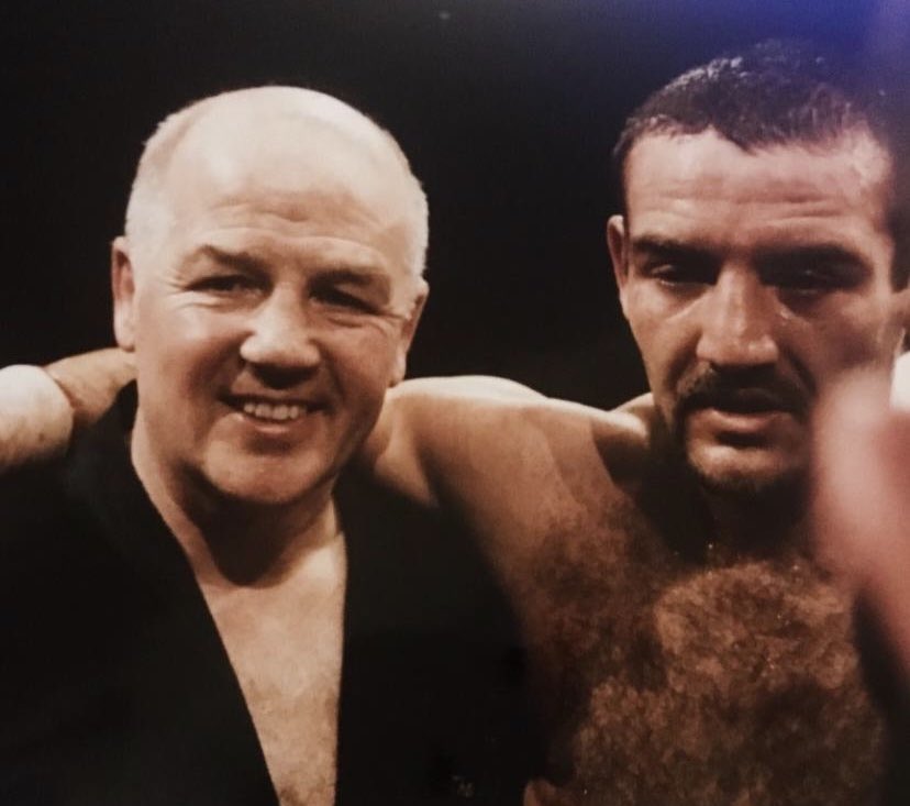 Peter Harrison my Da and coach after defending the Commonwealth and British Title 👊🥊