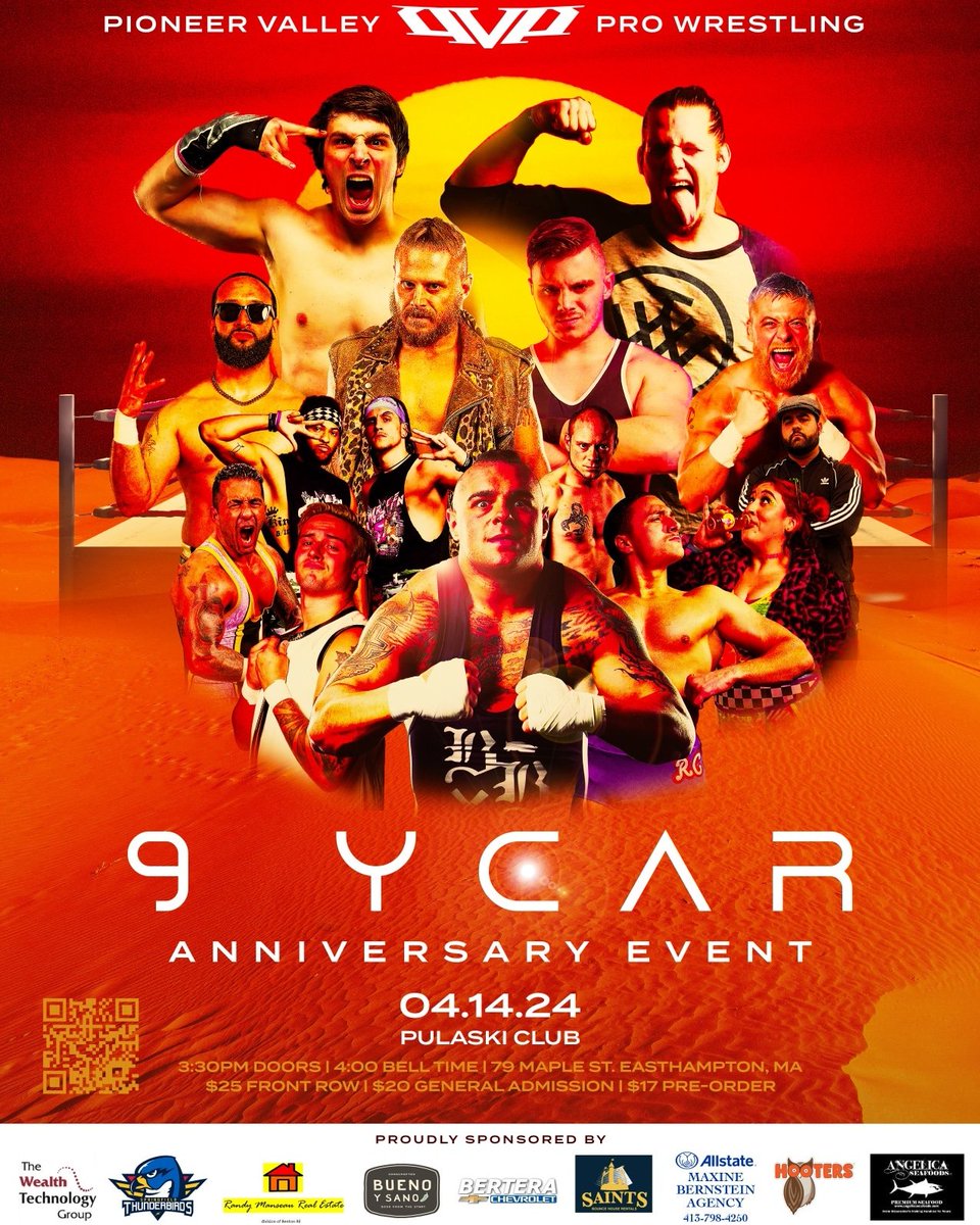 Front Row is sold out for our 9-Year Anniversary Event on Sunday, April 14, but you can still order 2nd Row Reserved for just $20 or General Admission for just $17! 🎟️ pvptickets.fws.store *All tickets $20 G.A. at the door.