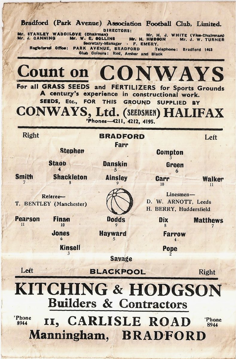 Eighty years ago this weekend @BPAFCOfficial became the only Football League club to establish a ground record attendance in wartime when 32,810 packed into Park Avenue to see @BlackpoolFC and Stanley Matthews in a League North cup-tie.