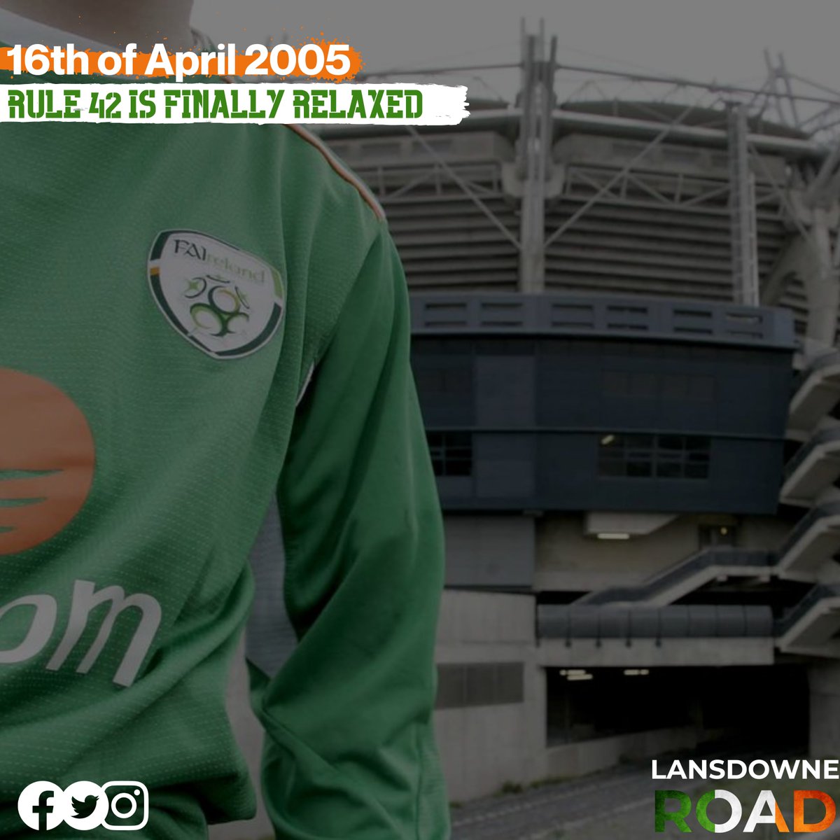 On this day in 2005, the GAA finally relax Ruel 42. This would lead to rugby and footballing being allowed in through the gates of Croke Park whilst Lansdowne Road was being rebuilt. #irishfootball #ireland #weareone