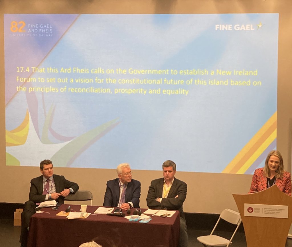 Fine Gael Ard-Fheis passes motion asking for the establishment of a New Ireland Forum to set out a vision for the constitutional future of the island based on reconciliation, prosperity and equality #FGAF24