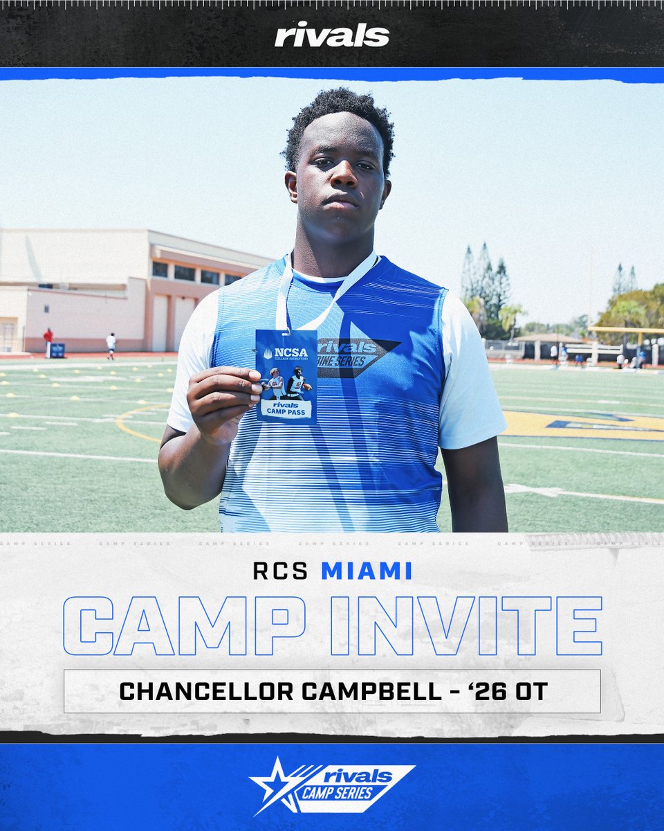 Rivals (@rivals) on Twitter photo ✅INVITE STAMPED✅
Name: Chancellor Campbell
Position: Offensive Tackle
Class: 2026
🏫: Lakewood High School
Hudl: hudl.com/v/2Mbf6T
<a href="/ChancellorCamp/">Chancellor Campbell</a> | <a href="/RivalsCamp/">Rivals Camp Series</a> | <a href="/ncsa/">NCSA College Recruiting</a> | <a href="/TeamVKTRY/">Team VKTRY</a> ✅INVITE STAMPED✅
Name: Chancellor Campbell
Position: Offensive Tackle
Class: 2026
🏫: Lakewood High School
Hudl: hudl.com/v/2Mbf6T
<a href="/ChancellorCamp/">Chancellor Campbell</a> | <a href="/RivalsCamp/">Rivals Camp Series</a> | <a href="/ncsa/">NCSA College Recruiting</a> | <a href="/TeamVKTRY/">Team VKTRY</a>