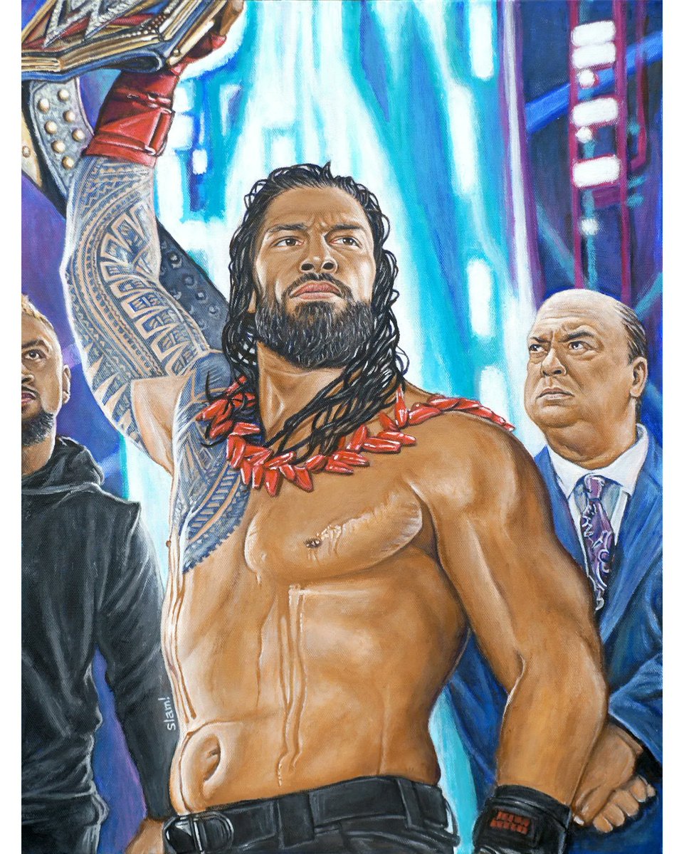 It's #WrestleMania weekend!! Here is my painting of the #TribalChief #RomanReigns 
#wwe #Bloodline #CodyRhodes #wweart