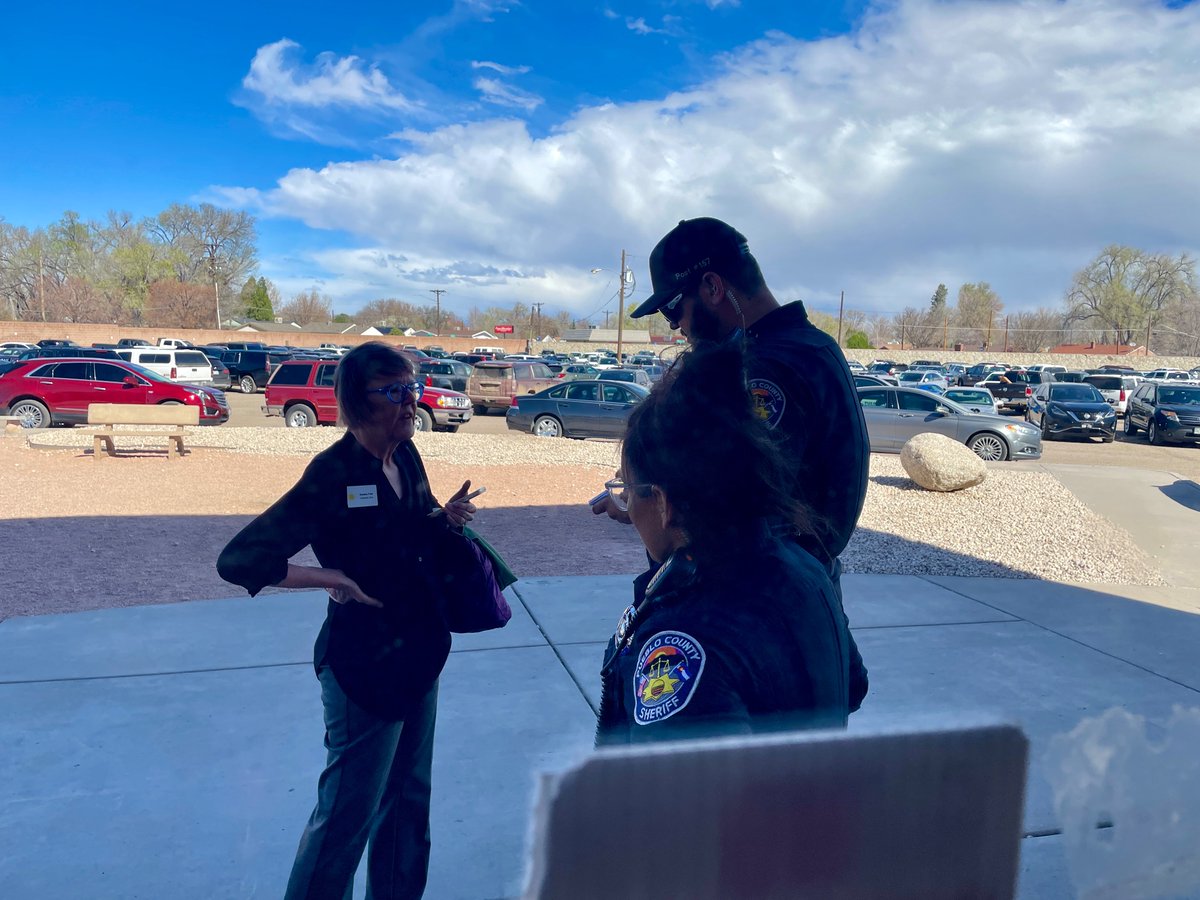eluning's tweet image. At @cologop state assembly in Pueblo just now, @ColoradoSun reporter Sandra Fish @fishnette . ejected from arena by sheriff’s deputy after party’s event manager said GOP chairman “believes current reporting to be very unfair” #copolitics