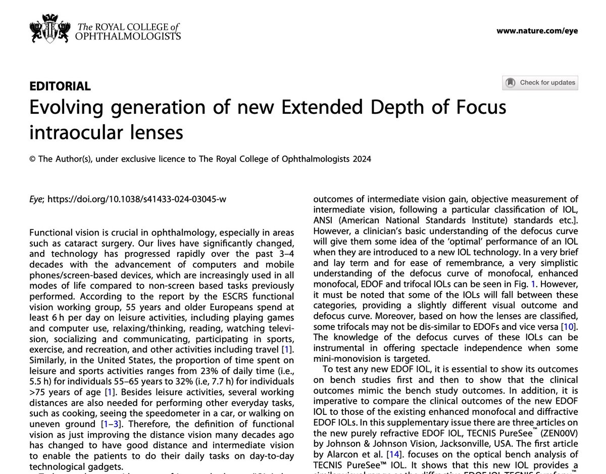 NanavatyMA's tweet photo. My editorial on Extended Depth of Focus (EDOF) IOLs in the @JNJMedTechUKI supplement in @Eye_Journal (full text on: https://t.co/FteK1lmZKy) on the new #puresee intraocular lens explains how to understand the concept of defocus curves when differentiating various IOLs. https://t.co/kRDNSjWIhu