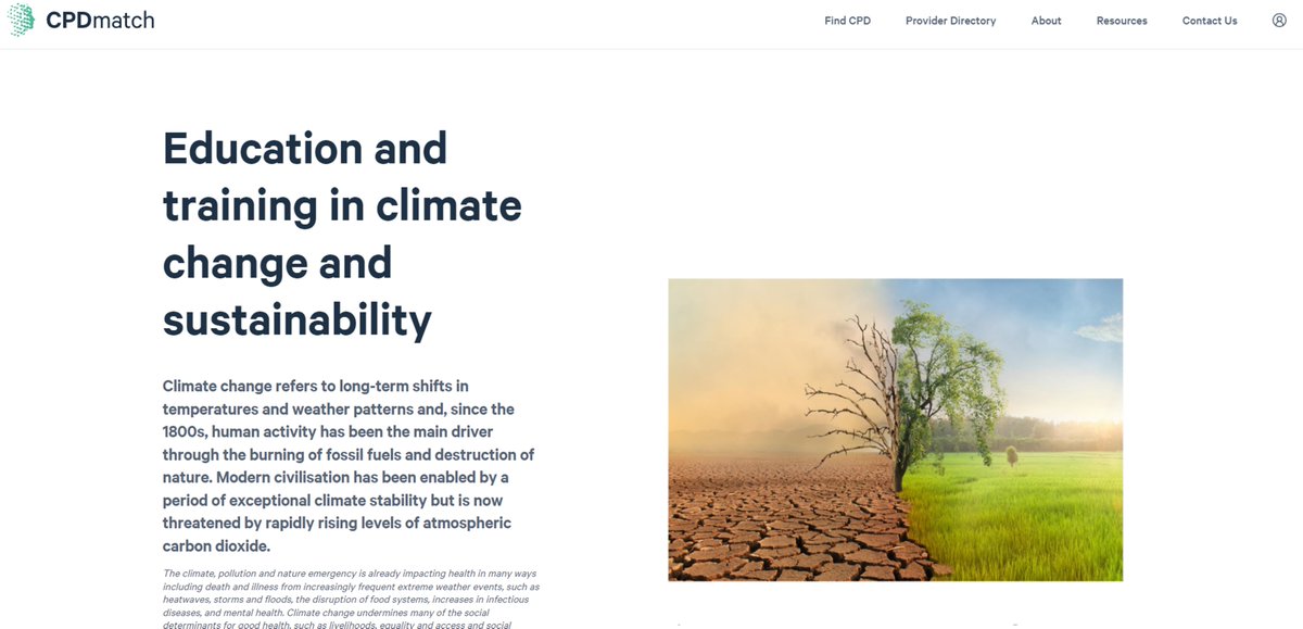 The first step toward action is understanding what is happening to the planet, its climate and the environment. For that reason, we're making it even easier to find education for key topics on CPDmatch. Check out the new landing page..... cpdmatch.co.uk/find-education… .....and share.