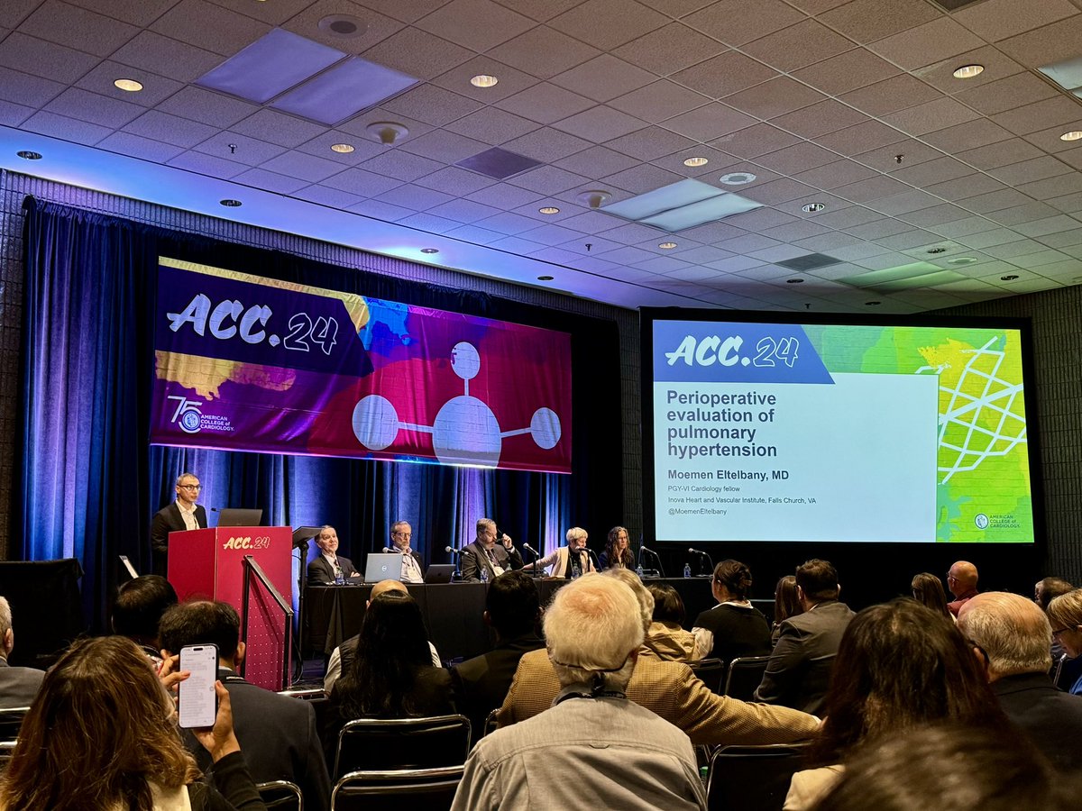 Graduating and Chief CV Fellow <a href="/MoemenEltelbany/">Moemen Eltelbany, MD</a> at <a href="/InovaHealth/">Inova</a> presents a complex pulmonary HTN case to discuss the challenges of peri-operative CV evaluation at #ACC24! <a href="/InovaCVfellows/">InovaCVfellows</a> <a href="/ISHVnews/">Inova Schar Heart and Vascular</a> <a href="/JamieLWKennedy/">Jamie Kennedy</a> <a href="/ShashankSinhaMD/">Shashank Sinha, MD, MSc, FACC, FAHA, FHFSA</a> <a href="/behnam_tehrani/">Behnam N. Tehrani, MD</a> <a href="/coconnormd/">Christopher O'Connor</a>