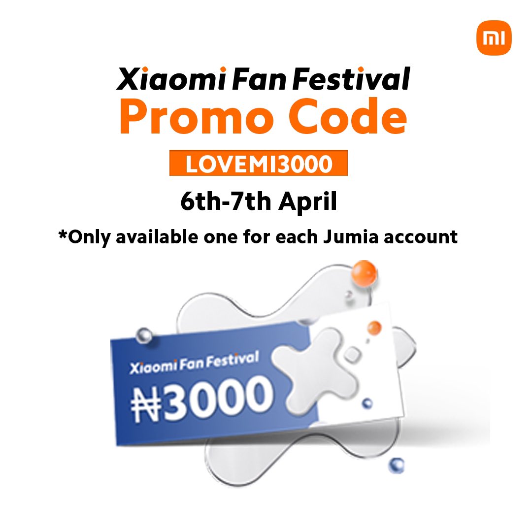 Enjoy N3,000 off orders from the Xiaomi official store with the code “LOVEMI3000” from April 6th - 7th. Offer valid only on items from the Xiaomi official store on the Jumia app! t.ly/6bB9b #JumiaNigeria