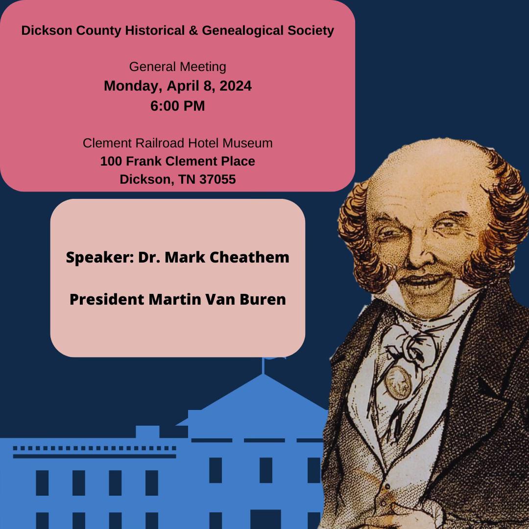 Project director @markrcheathem will be discussing Martin Van Buren and the Papers of Martin Van Buren Monday evening at 6:00 @CRHM_Dickson.
