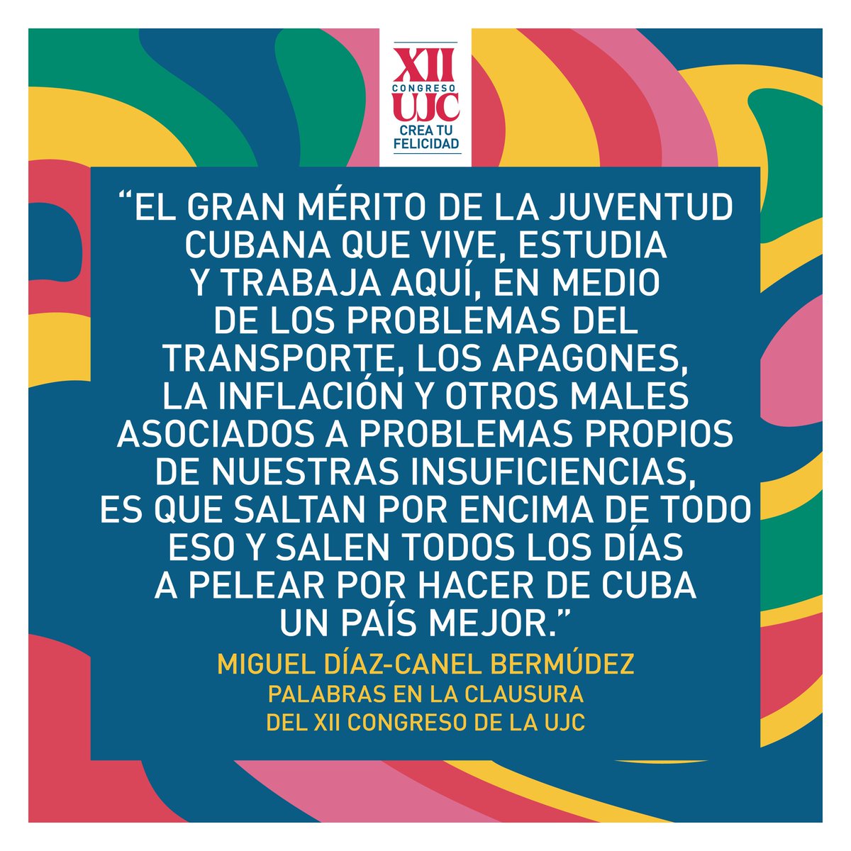 Gracias Presidente @DiazCanelB por acompañar siempre a sus jóvenes y por sus consejos oportunos. Seguimos del lado del deber por #Cuba.