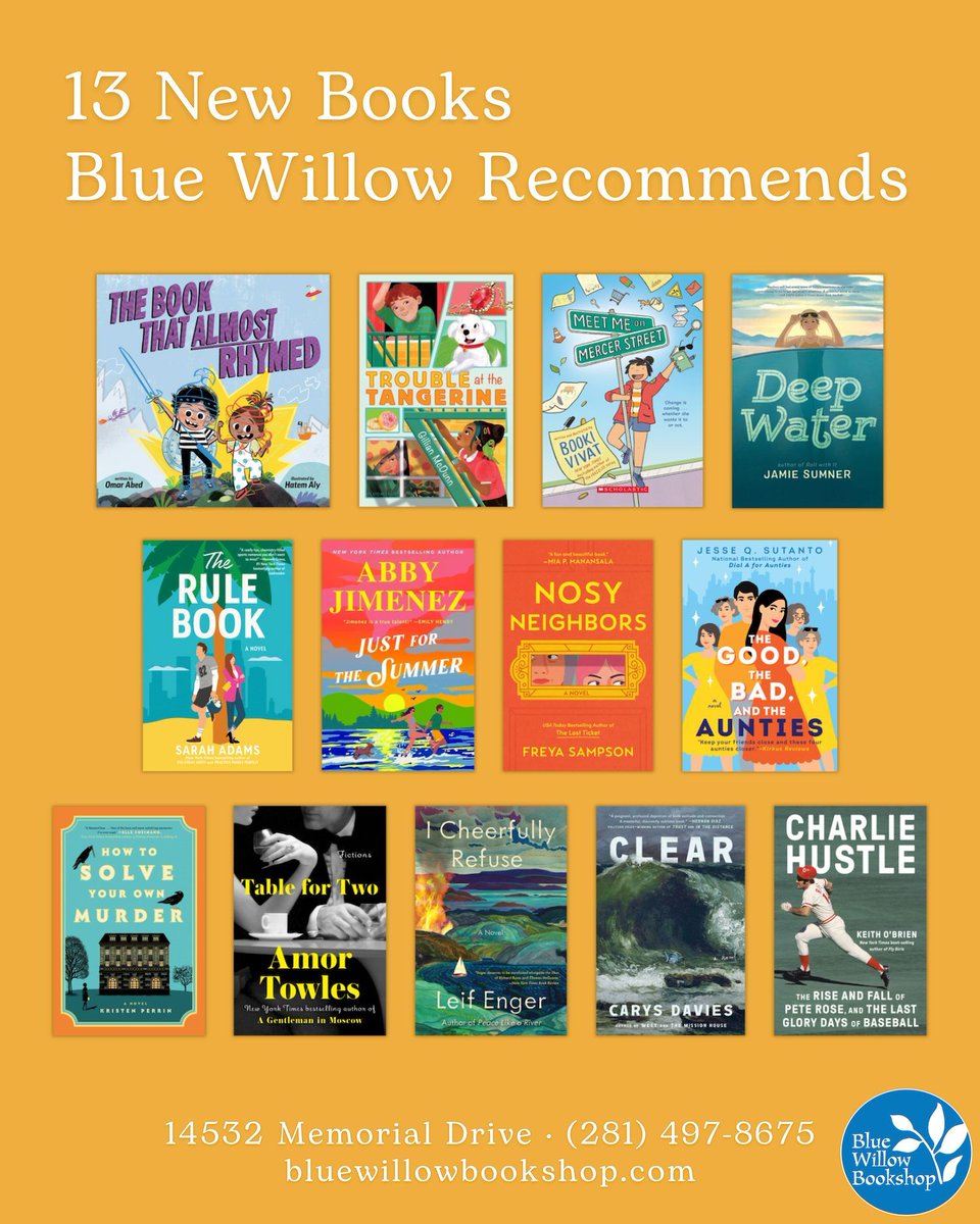 Check out our latest staff picks! 😍 bluewillowbookshop.com/blog/table-thi… Featuring work by @OmarAbedWrites @metahatem @gillianmcdunn @thebookiv @jamiesumner_ @AuthorAbbyJim @SampsonF @thewritinghippo @Kristen_Perrin @amortowles @KeithOB