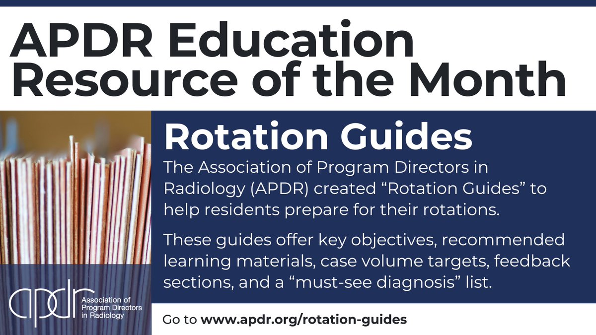 These guides offer key objectives, recommended learning materials, case volume targets, feedback sections, and a “must-see diagnosis” list. They are reviewed regularly for accuracy. apdr.org/rotation-guides #RadPD The Association of Program Directors in Radiology (APDR) creat...