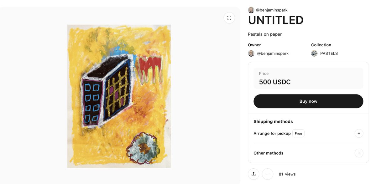 ArtradeApp's tweet photo. Artrade’s weekly gem 💎

A beautiful work recently minted by a pop art painter, Benjamin Spark.

Available on our marketplace 🙌