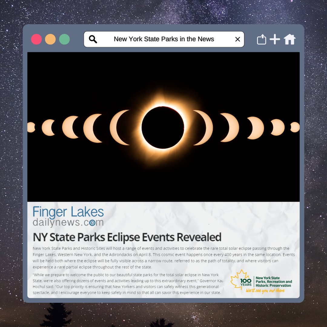 Just 48 hours left until the moon casts a shadow over New York in a once-in-a-generation solar eclipse. In every corner of NY, state parks are hosting special events and programs. Find out which to attend near you! fingerlakesdailynews.com/regional-state…