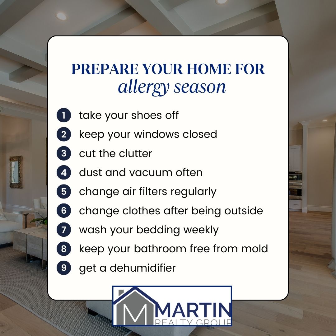 🎉 Get ready to breathe easy! Prepare your home for allergy season with these quick tips 🌼🏡 #AllergySeason #CleanHome #HappyBreathing #MartinRealtyDFW #shanamartinrealtor #RealEstate #DFWRealEstate #Texas