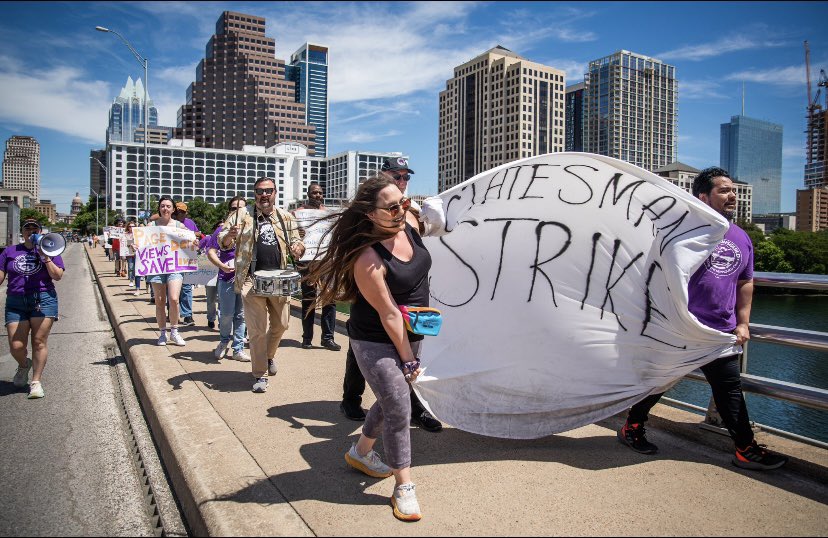It’s Day 2 of our ULP strike @statesman. Don’t cross the picket or click-it line. ❌ Don’t fill temp. job openings ❌ Don’t click on stories ❌ Don’t engage in social media for paper ✅ Spread the word ✅ Donate to our fund bit.ly/AASGuild ✅ Wear purple at Cap10K
