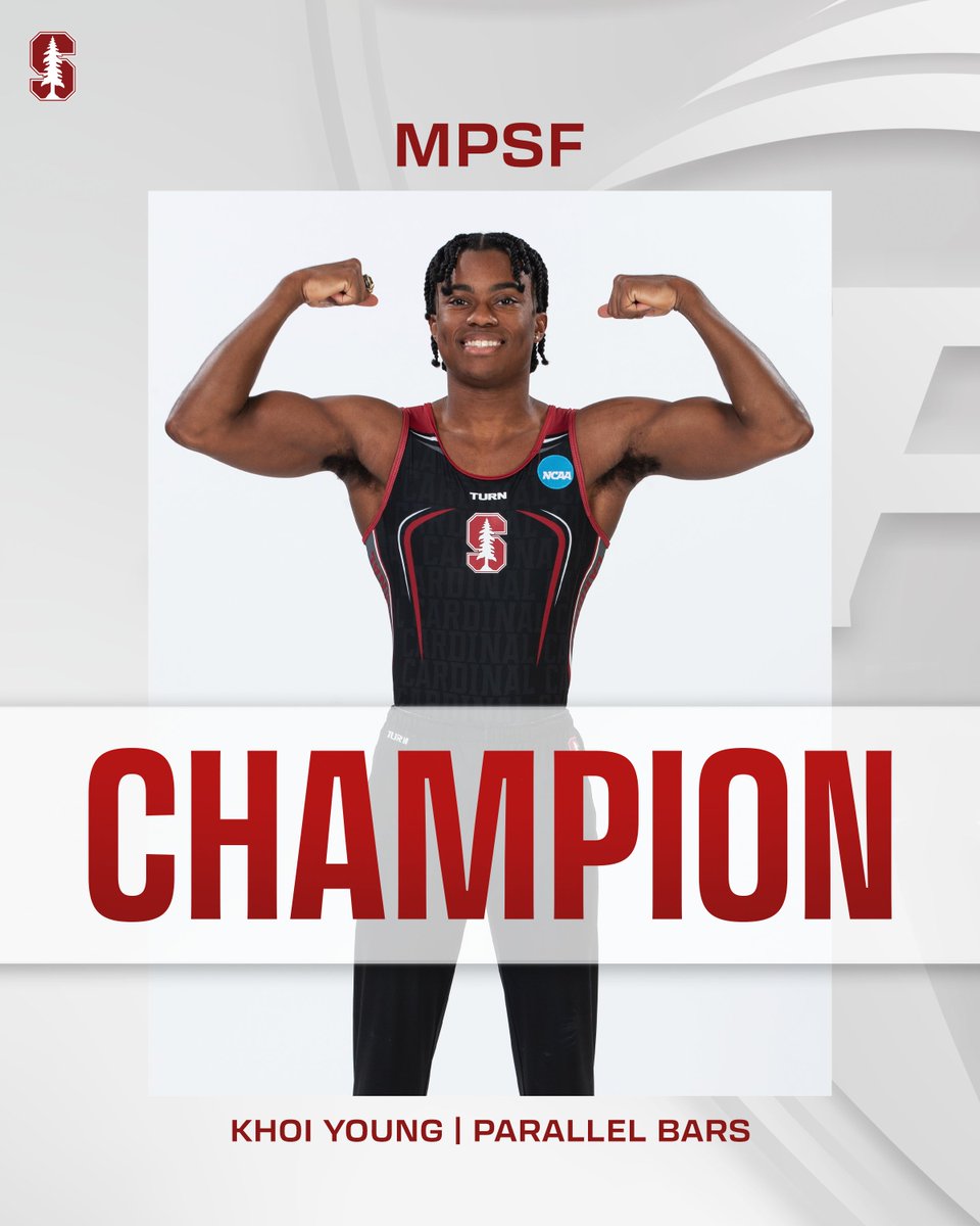 Couldn't have a much better day than the one Khoi Young just had! 💪🌲 🏆: MPSF All-Around Champion (86.350) 🏆: MPSF Vault Champion (14.850) 🏆: MPSF Parallel Bars Champion (14.750) #GoStanford // #STS