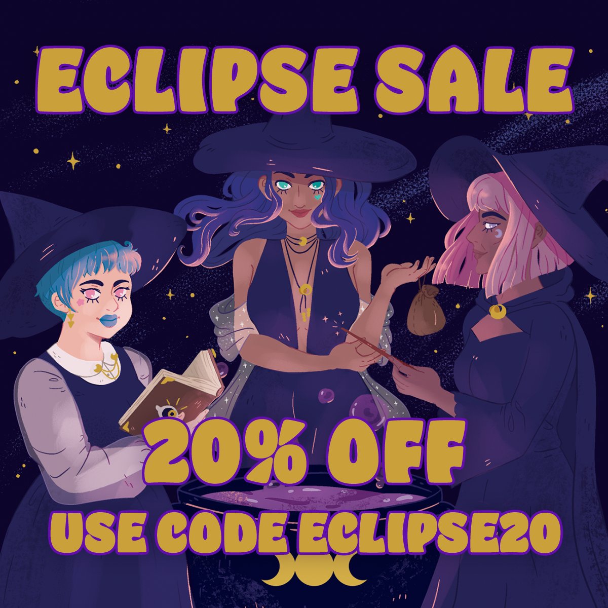 Brace yourself for cosmic events, like this upcoming solar eclipse, with our pocket comic spellbook! From now until 4/15, grab 20% off both physical and digital versions of Eternal Witchcraft with code ECLIPSE20!  ☀️🌑🌎✨ Store link in thread!