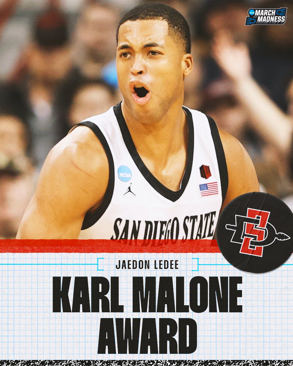 Jaedon LeDee is the #MaloneAward winner 🙌 The San Diego State standout was named power forward of the year! @HoopHall