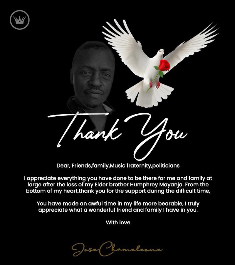 JChameleone's tweet photo. Words can’t express our gratitude but deep inside together as family, We thank you all our friends for standing with us and sharing with our late brother your love. 

Rest in peace Humphrey. 

Thank you, thank you thank you.
Mwebale nnyo mwenna- Asante https://t.co/IyOxPRdK6F