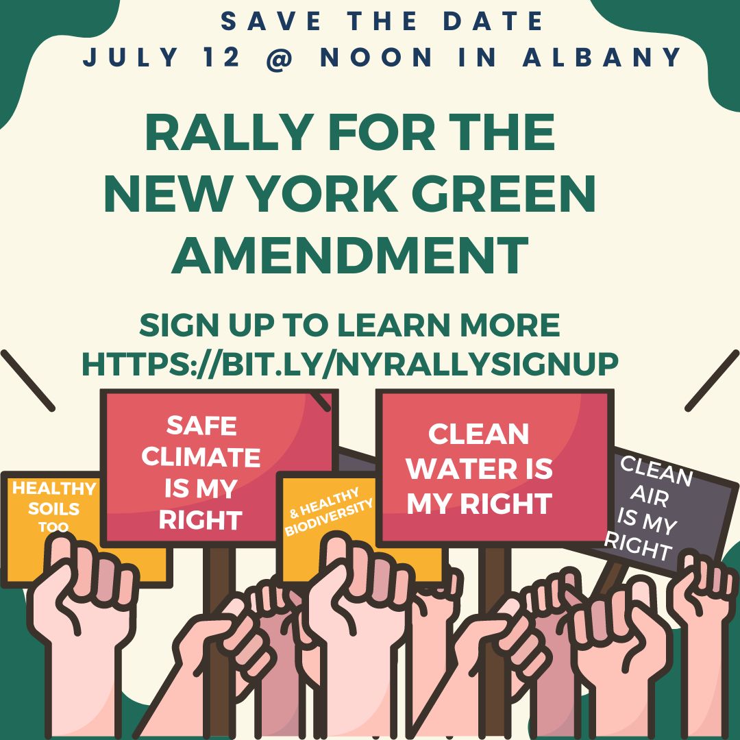New York has a #GreenAmendment - a constitutional right to clean water, air & healthful environment. Join me to celebrate NY's victories, to uplift other @GreenAmendments states, & to inspire states on the path for Green Amendment protection! Sign up: bit.ly/NYRallySignup