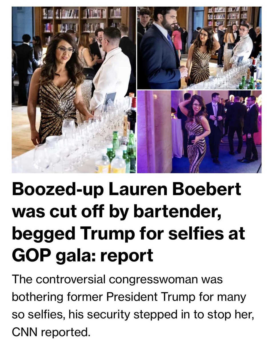 Lauren Boebert was so drunk and irritating Trump for selfies that he pushed her away saying “Enough!” and had his security remove her.