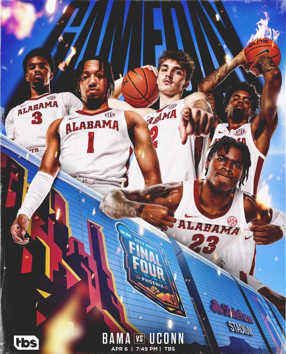 Who Ready for that Bama & UConn game tonight?! Tip off is set for about 7:50 pm. RTR!!!🐘🏀 #MarchMadness #alabamabasketball