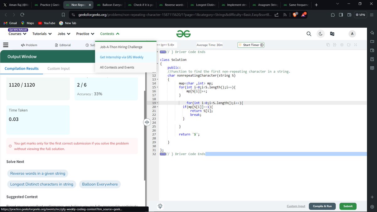 Aman_5684's tweet image. Day 9 of #50dayscodechallenge
Today I solve three question of the string ✅
💪💪
#coding #hardwork #SoftwareEngineering #letconnect #cpp #programming #LearnInPublic