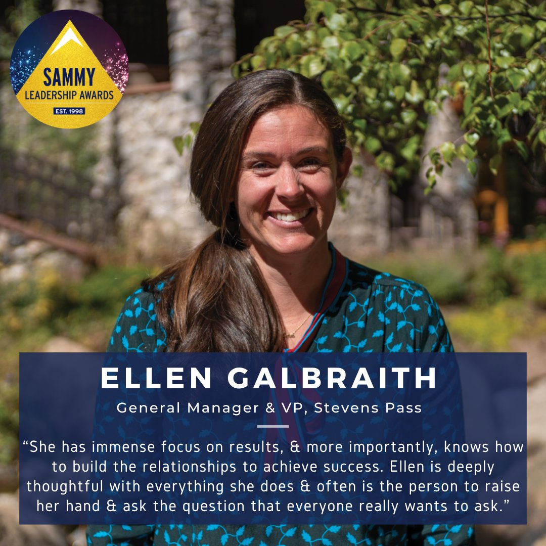 Meet Ellen Galbraith, one of the 2024 SAMMY honorees. Read more about Ellen and the other honorees here: saminfo.com/sammy-awards#e… Thanks to sponsors, @Leitner_Poma and Safehold Special Risk @StevensPass