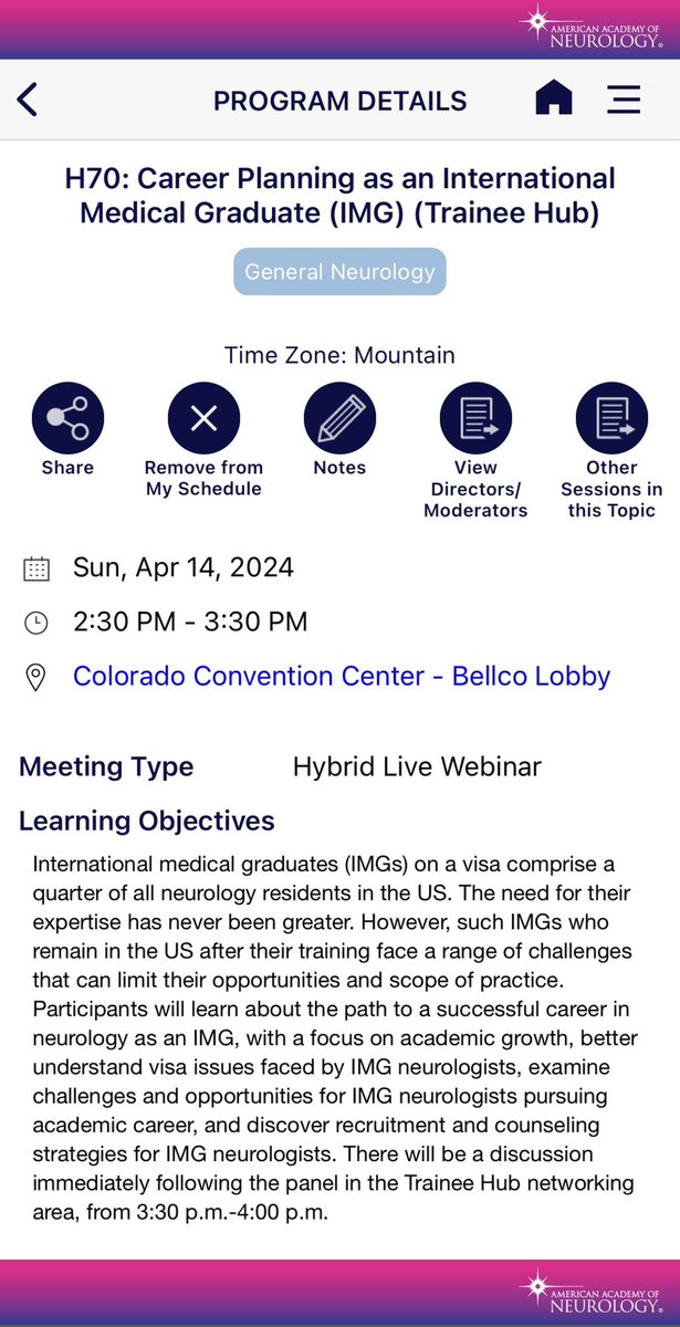 Attention: #Neurology departmental, division and program leadership! 

Do you have IMG trainees you wish you could hire and/ or mentor better? 

This is THE session to understand IMG-specific issues (including visas) and potential solutions. 

Join us on Sunday at #AANAM