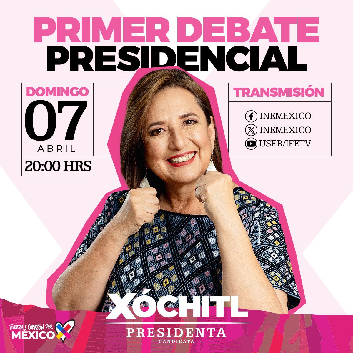 ResistenciaCMx's tweet photo. Mañana tenemos el primer debate presidencial.

¿Estás listo? 🤞🏻😊

Invita a tus familiares, amigos, vecinos y a todo México a que vean el debate.

Dale RT 🔃 a esta publicación para que llegue a cada rincón.

Vamos a demostrar de qué estamos hechos y que nada nos va a detener.

Tu apoyo será importante para llevarnos la victoria.

#DebateConX
#Xóchitl PRESIDENTA 🇲🇽