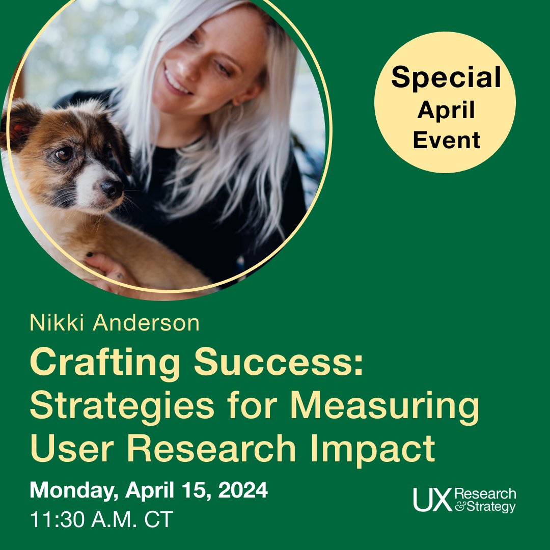 ux_and's tweet photo. Expand your UX skills this April! Join us for an event with Nikki Anderson, where she'll teach us to translate research into data-driven metrics for your organization. Make your research work count!

Book your spot here: https://t.co/p0XrXiXFO2 

#UX #UXRS #UserExperience https://t.co/tDBKzY5gNt