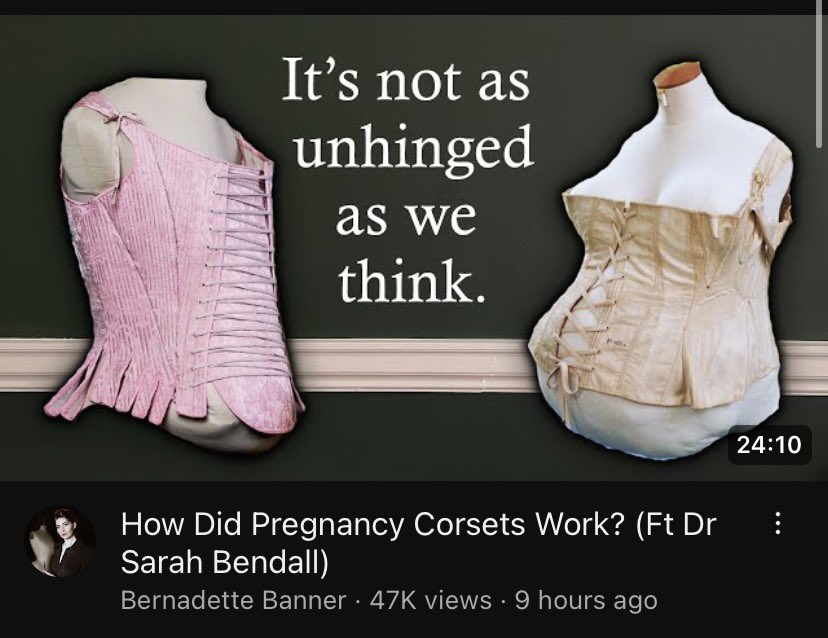 Had an awesome time talking to Bernadette Banner all about maternity corsetry! If you’ve ever wondered about the who, how and why? Check out the link below! How Did Pregnancy Corsets Work? (Ft Dr Sarah Bendall) youtu.be/VCuWQ8t3dUI?si…