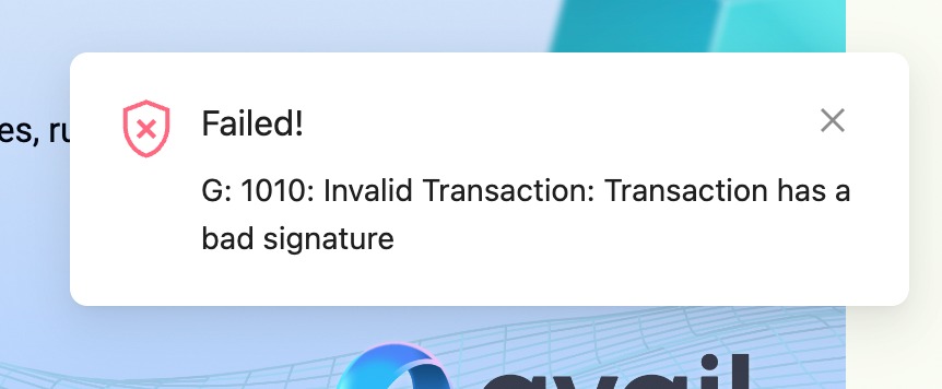 mintairxyz's tweet image. #Noderzz Facing this issue? Here's the Solution:
Open SubWallet Click top left corner of your screen Select mange networks Search avail and click on edit logo Then select “wss://rpc-testnet.avail.tools/ws”, save and you’re good to go!