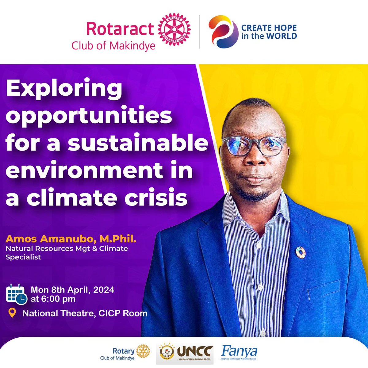 Comrades, fall in as we discuss *Sustainable Environment Oppotunities in A Climate Crisis* with *Amos Amanubo,M.Phil*, A natural Resources Management and Climate Specialist. On *Mon. 8th April 2024* At *National Theatre* from *6pm* #WeLoveHostingYou #WeAreTheMankind #FlyBeyond