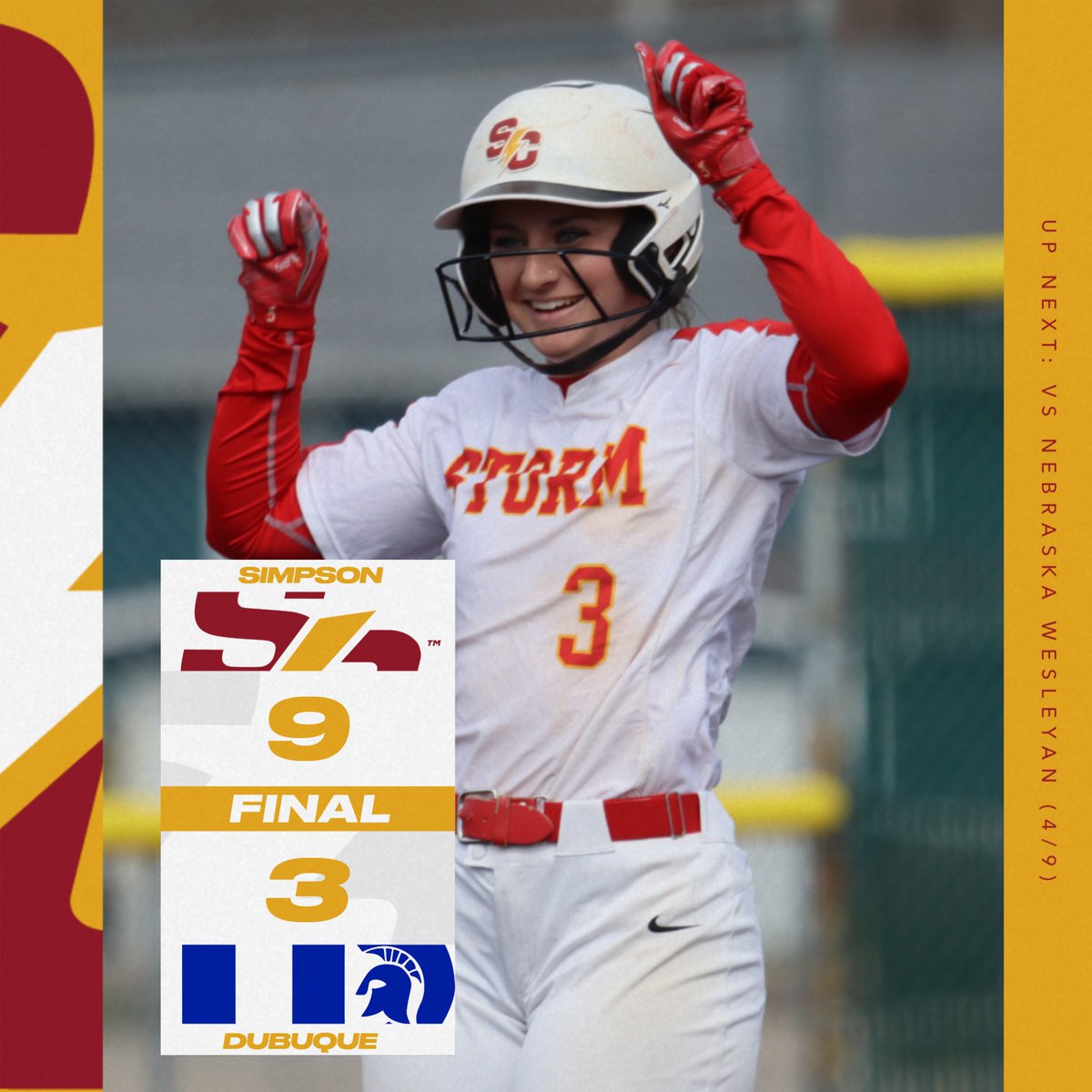 Winning ways continue!

Storm defeat Dubuque in game two, 9-3, to start 4-0 in conference play and to extend the win streak to 16 games!

#rollriversSB