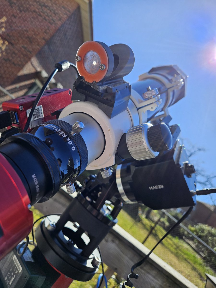 Ready for #Eclipse2024. Got my 3D printed solar finder (@Polymaker_3D metallic chrome and uv reactive PLA), @iOptronCorp HAE29, @zwoastro cam & #ASiairPlus, #StarField pier. @Ont_Telescope with tremendous service as always. Live stream Monday afternoon twitch.tv/astrocanuck